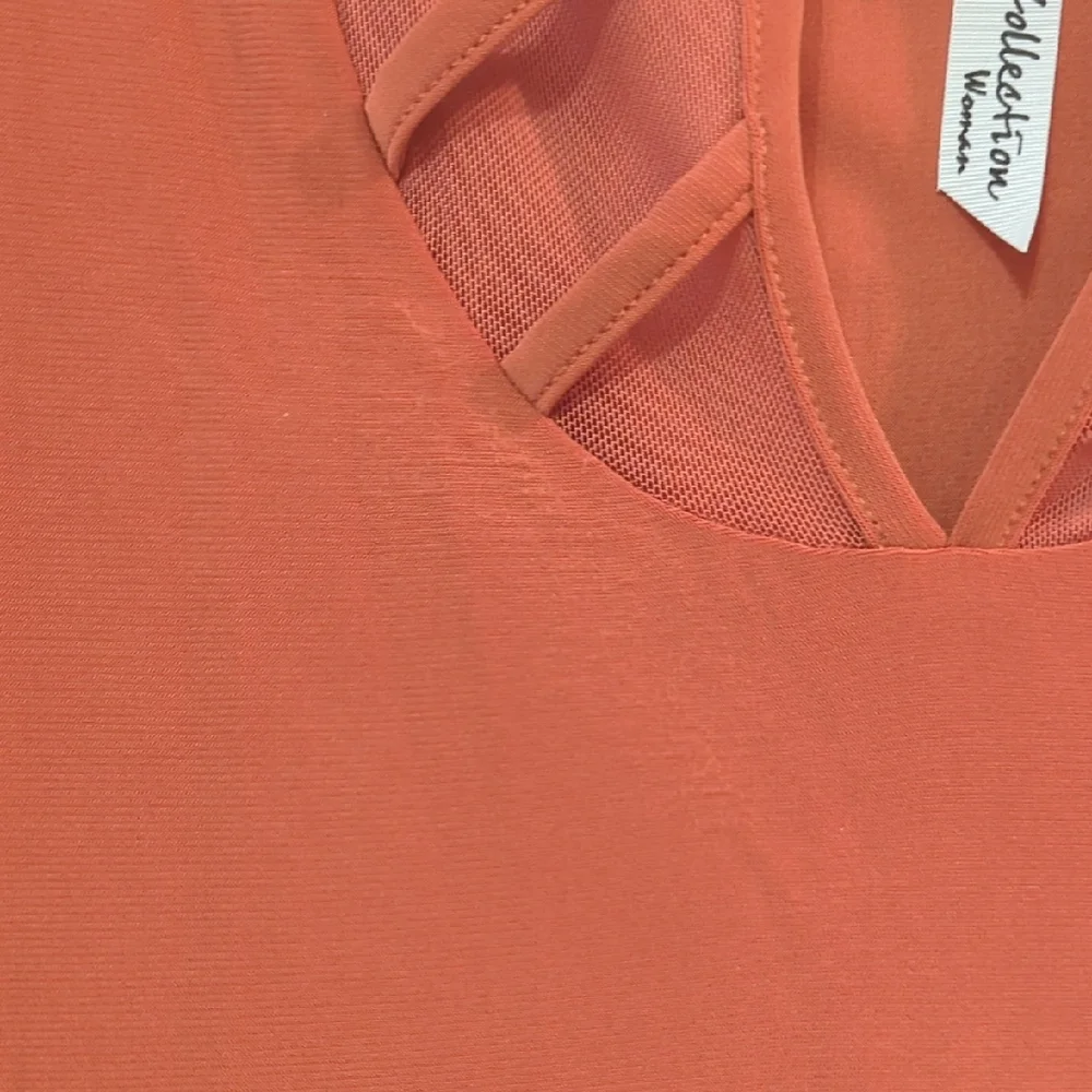 Women's Rust Top with Unique Neckline - Picture 3 of 5